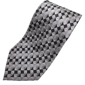 Andrew Fezza Silver Geometric Silk Necktie - Like New